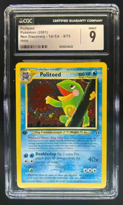 2001 Pokemon Neo Discovery 1st Edition Politoed Holo #8/75 CGC 9 - Image 1