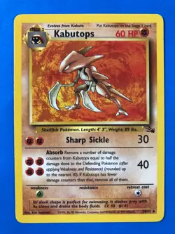 Pokemon TCG Kabutops 24/62 Fossil Unlimited Non-Holo Rare Vintage LP++ - Image 1