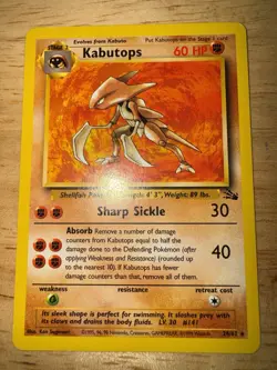 Pokemon TCG Kabutops 24/62 Fossil Unlimited Non-Holo Rare Vintage LP - Image 1