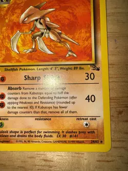 Pokemon TCG Kabutops 24/62 Fossil Unlimited Non-Holo Rare Vintage LP - Image 4