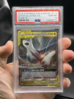 PSA 10 Latias & Latios GX 113/181 Ultra Rare Pokemon SM Team Up English Tag Team - Image 3