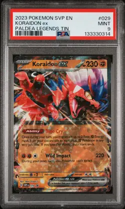 2023 POKEMON SVP EN-SV BLACK STAR PROMO PALDEA LEGENDS TIN KORAIDON EX PSA 9 - Image 1