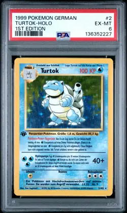 1999 POKEMON GERMAN 1ST EDITION #2 TURTOK-HOLO PSA 6 - Image 1