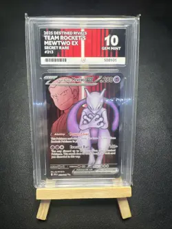 Pokemon TCG Destined Rivals Team Rockets Mewtwo EX 213/182 Ace Grading 10 - Image 1