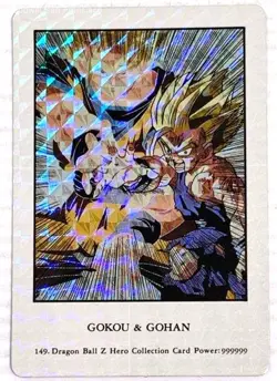 149 Prism Dragon Ball Z Hero Collection Card Power 999999 Gokou & Gohan - Image 1