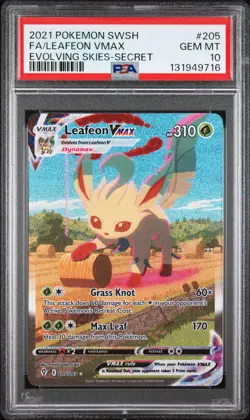 2021 POKEMON SWORD & SHIELD EVOLVING SKIES SECRET FULL ART/LEAFEON VMAX PSA 10 - Image 1