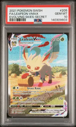 2021 POKEMON SWORD & SHIELD EVOLVING SKIES SECRET FULL ART/LEAFEON VMAX PSA 10 - Image 1