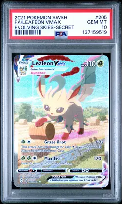 2021 POKEMON SWORD & SHIELD EVOLVING SKIES SECRET FULL ART/LEAFEON VMAX PSA 10 - Image 1