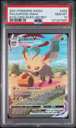 2021 POKEMON SWORD & SHIELD EVOLVING SKIES SECRET FULL ART/LEAFEON VMAX PSA 10 - Image 1