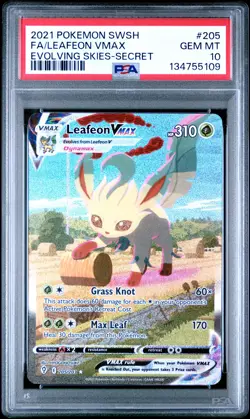 2021 POKEMON SWORD & SHIELD EVOLVING SKIES SECRET FULL ART/LEAFEON VMAX PSA 10 - Image 1
