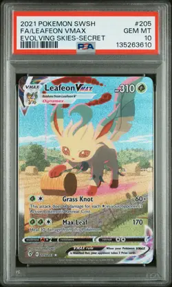 2021 POKEMON SWORD & SHIELD EVOLVING SKIES SECRET FULL ART/LEAFEON VMAX PSA 10 - Image 1