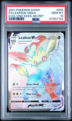 2021 POKEMON SWORD & SHIELD EVOLVING SKIES SECRET FULL ART/LEAFEON VMAX PSA 10 - Image 1