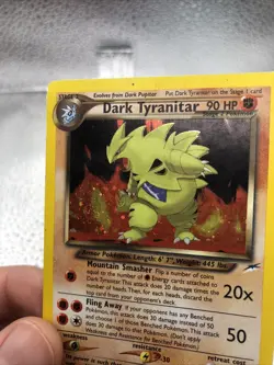 Pokemon Dark Tyranitar Holo Rare Card 11/105 Neo Destiny Vintage 2000 WOTC SWIRL - Image 1