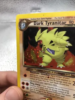 Pokemon Dark Tyranitar Holo Rare Card 11/105 Neo Destiny Vintage 2000 WOTC SWIRL - Image 2