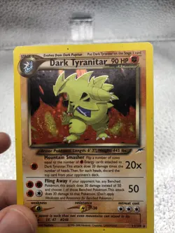 Pokemon Dark Tyranitar Holo Rare Card 11/105 Neo Destiny Vintage 2000 WOTC SWIRL - Image 5