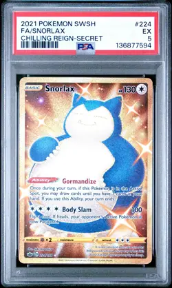 Pokemon TCG Snorlax 224/198 Chilling Reign Secret Rare PSA 5 - Image 1