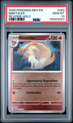 2025 POKEMON MEG EN-MEGA EVOLUTION REVERSE HOLO #020 NINETALES PSA 10 - Image 1