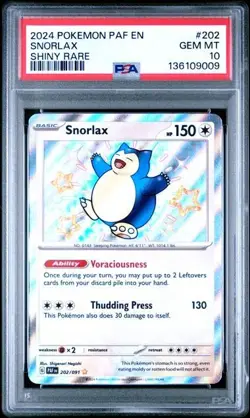 PSA 10 Snorlax Shiny Rare #202 Pokemon Paldean Fates English 2024 - Image 1