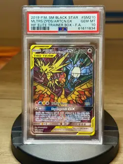 Pokemon Moltres Zapdos Articuno GX Hidden Fates Black Star Promo SM210 PSA 10 - Image 1