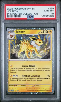 2025 POKEMON PRISMATIC EVOLUTIONS POSTER COLLECTION JOLTEON PSA 10 - Image 1
