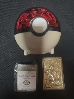Mewtwo Pokemon 23k Gold-Plated Trading Card and Pokeball - Limited Edition 1999 - Image 1