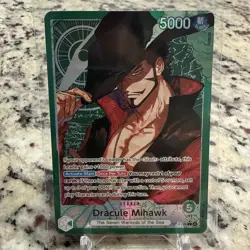 One Piece OP14 The Azure Sea’s Seven - Dracule Mihawk OP14-020 Leader Alt Art - Image 1