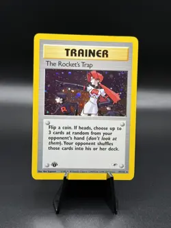 The Rocket's Trap 019/132 Gym Heroes Holo 1st Edition Pokemon Wizards LP - Image 1