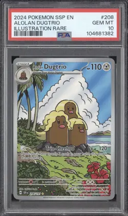 Alolan Dugtrio 2024 Pokemon Surging Sparks 208/191 Illustration Rare PSA 10 - Image 1