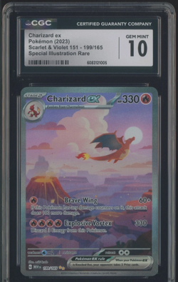 Charizard EX Holo Pokemon 199/165 Scarlet Violet 151 CGC Gem Mint 10 English - Image 1
