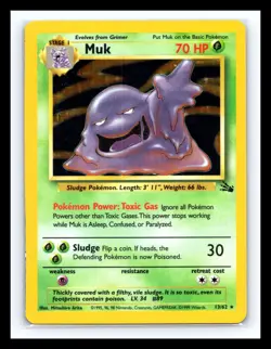 💥 Muk 13/62 Holo Rare Fossil Set Original Unlimited Pokemon Card WOTC TCG 1999 - Image 1
