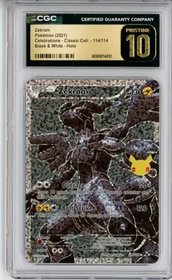 CGC Pristine 10 Pokemon TCG Zekrom 114/114 Celebrations: Classic Collection Holo - Image 1