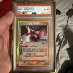 2005 POKEMON EX DELTA SPECIES #12 MEWTWO-REVERSE FOIL PSA 6 - Image 1