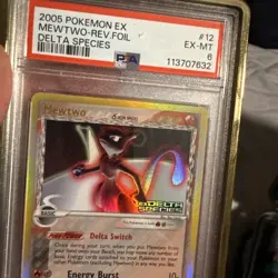 2005 POKEMON EX DELTA SPECIES #12 MEWTWO-REVERSE FOIL PSA 6 - Image 3