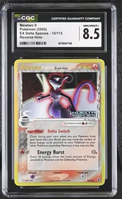 CGC 8.5 Mewtwo 2005 EX Delta Species 12/113 Reverse Holo STAMPED Pokemon Card - Image 1