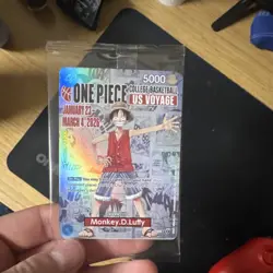 Bandai Namco One Piece CCG Monkey.D.Luffy US Voyage Promo Holo Card - Image 1