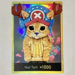 Tony Tony Chopper Textured Holo Gold Frame Silly Cat Meme Custom DON !! Art Card - Image 2