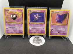 Pokemon Fossil Set Gastly Haunter Gengar 3 Card Lot Wizards 1999 TCG - Image 1