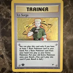 Pokemon TCG Lt. Surge Gym Heroes 17/132 1st Edition Holo MINT W/ SWIRL - Image 1