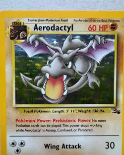 Aerodactyl Holo Rare LP+ - 1/62 Fossil Set - Vintage Pokemon Card WOTC 1999 - Image 2