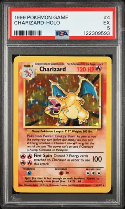 🔥 1999 POKEMON BASE SET UNLIMITED CHARIZARD #4 HOLO EXCELLENT PSA 5 🔥 - Image 1
