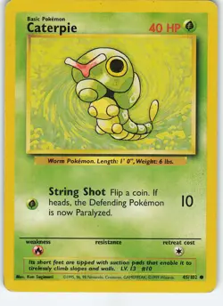 Caterpie 045/102 Base Set Common Normal MP Pokemon - Image 1