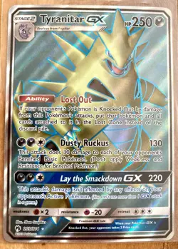 POKEMON TCG TYRANITAR GX FULL ART 2018 ULTRA RARE LOST THUNDER 203/214 NM MINT - Image 1