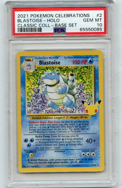 2021 POKEMON CELEBRATIONS #2 BLASTOISE HOLO CLASSIC COLL., PSA 10 GEM MINT (085) - Image 1