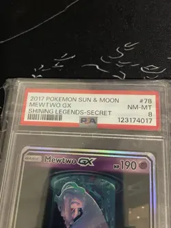 Pokemon TCG Shining Legends Mewtwo GX Secret Rare Card 78/73 PSA 8 - Image 2