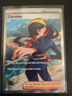 Pokemon Cards TCG Carmine Trainer Holo Ultra Rare 204/167 Twilight Masquerade - Image 1