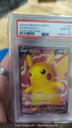 Pokemon Pikachu V Full Art Vivid Voltage 170185 PSA 10 Gem Mint TCG G2U - Image 3