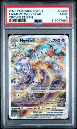 2023 Pokemon Sword And Shield Crown Zenith Mewtwo VSTAR #GG44 Fa PSA 9 - Image 1