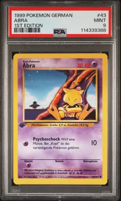 1999 Pokemon GERMAN 1st Edition Base Set Abra 43/102 PSA 9 MINT - Image 1