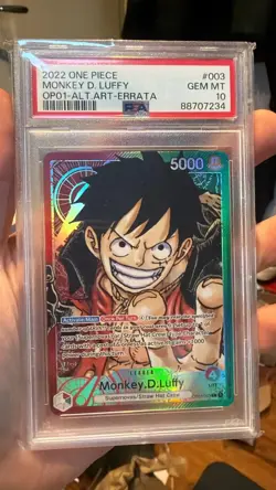 One Piece Monkey D. Luffy #003Romanian Op01-Alt.Art-Errata PSA 10 - Image 3
