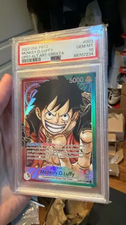 One Piece Monkey D. Luffy #003Romanian Op01-Alt.Art-Errata PSA 10 - Image 4